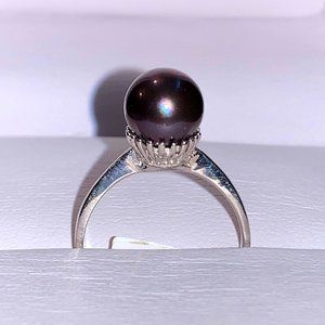 14K White Gold Cultured Pearl Ring - Size 6